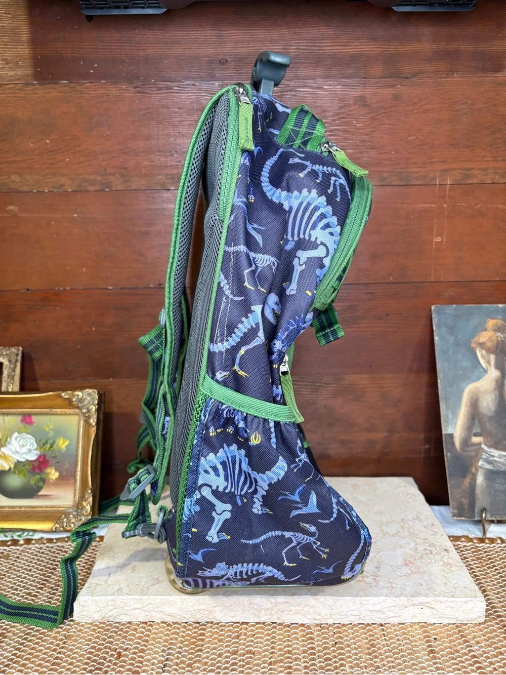 Pottery Barn Kids Mackenzie Rolling Dinosaur Backpack Navy Blue Green